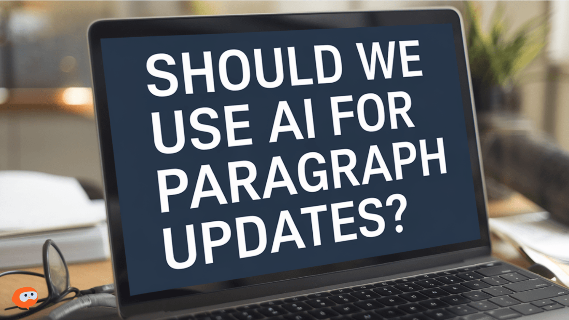A screen displaying the sentence "Should We Use AI for Paragraph Updates?